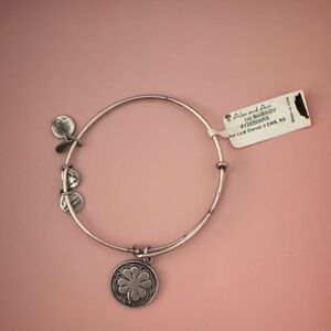 Alex and Ani Silver Clover Charm Bracelet
